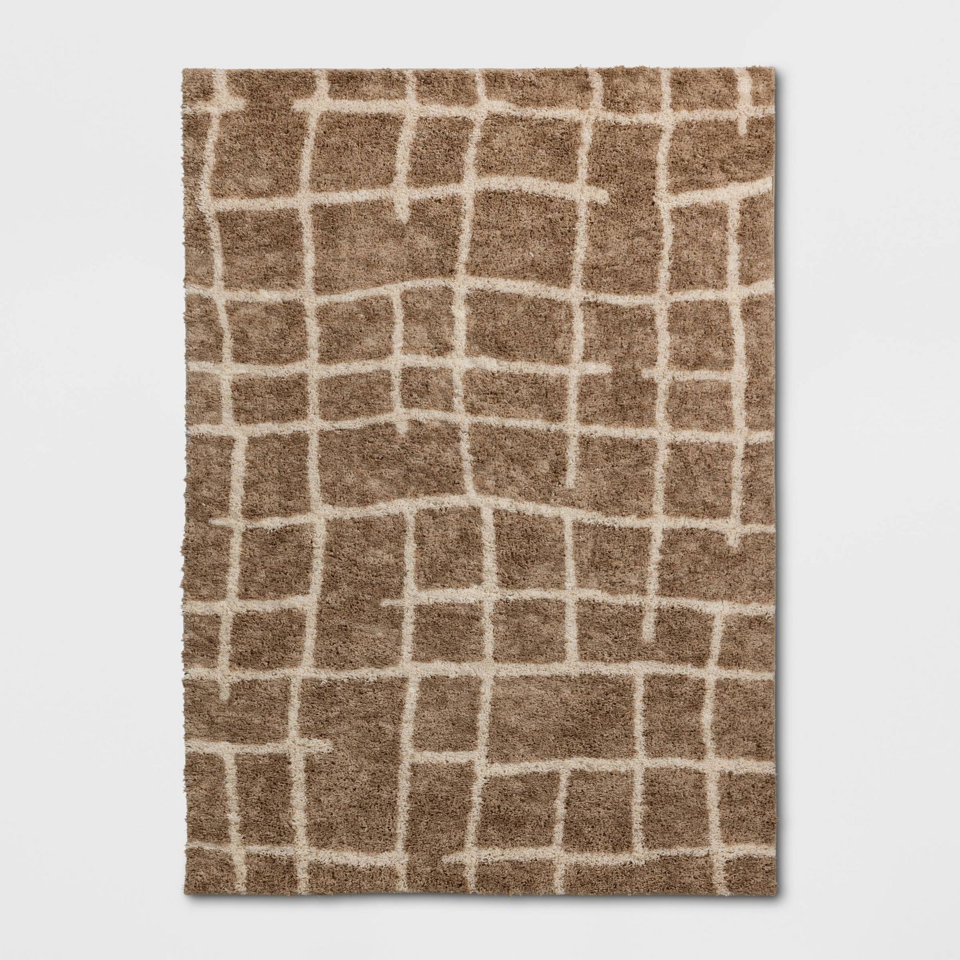 5'x7' Broken Grid Shag Area Rug Natural/Ivory - Threshold™