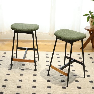 CAVINAS Modern Upholstered Counter Stool with Cushion Covers, Bar or Counter Height, Set of 2