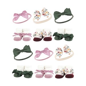 Hudson Baby Infant Girl 12Pc Headband and Socks Giftset, Fall Botanical, One Size - 1 of 2