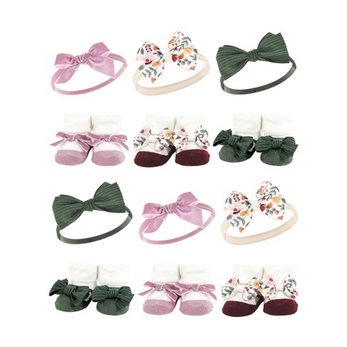 Hudson Baby Infant Girl 12Pc Headband and Socks Giftset, Fall Botanical, One Size - image 1 of 2