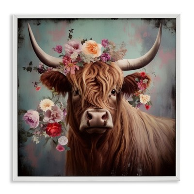 Stupell Industries Cow with Vintage Florals, 24" x 24"