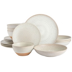 Gibson Elite Dreamweaver 16-Piece Double Bowl Terracotta Reactive Dinnerware Set - 1 of 4