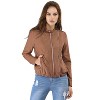 INSPIRE CHIC Women's Stand Collar Zip Up Biker Lightweight Moto Jacket - 2 of 4