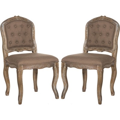 Eloise 20''H  French Leg Dining Chair  (Set of 2) - Dark Brown/Rustic Oak - Safavieh