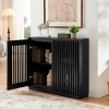 HDZNVF Mid Century Modern Fluted Hollowed Out Sideboard Cabinet with 2 Outlet Holes - 3 of 4