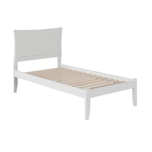 Platform Bed - Twin Size, White Finish - Modern Design, Open Footboard, Optional Storage - 1 of 4