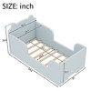 Infurnic Beds, Toddler Floor Bed with Raised Safety Guardrails, Door and Wood Slats, Bear Pattern Fence for Kids, Blue, 54.4"*30"*19.7" - 4 of 4