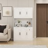 KWPZQEB Pantry Storage Cabinet with Microwave Oven Countertop, 71" Barn Doors Buffet Cabinet with Drawer, Coffee Bar Station Wood for Dining Room - 2 of 4