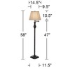 Regency Hill Traditional Swing Arm Floor Lamp 58" Tall Painted Black Bronze Swirl Font Faux Silk Beige Shade for Living Room Reading Office - 4 of 4