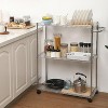 4 Tier Storage Trolley, Slimline Organiser, Mobile Grocery Trolley with 360°Swivel and Lockable Wheels / Basket and Handle, Laundry, Kitchen - 3 of 4