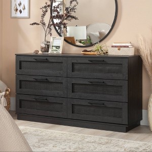Sauder Tiffin Line Horizontal 6 Drawer Dresser Raven Oak - 1 of 4