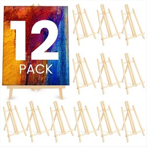 Juvale 12 Pack 13.8-inch Table Top Easels for Painting and Canvas - Wooden Holder Stand for Kids and Artists - 1 of 4
