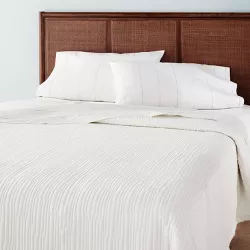 Full/Queen Solid Texture Matelassé Coverlet Sour Cream - Hearth & Hand™ with Magnolia