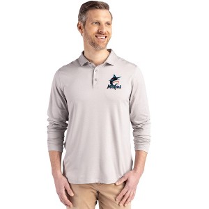 Miami Marlins Cutter & Buck Coastline Epic Comfort Recycled Mens Long Sleeve Polo - 1 of 1
