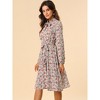 INSPIRE CHIC Women's Tie Neck Chiffon Long Sleeves Vintage Belted Floral Dress - 4 of 4
