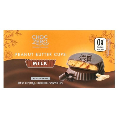 ChocZero, Peanut Butter Cups, Milk, 8 Cups, 4 oz