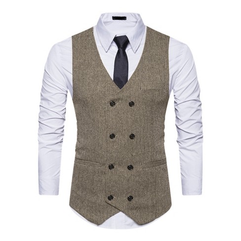 Lars Amadeus Men's Double Breasted Slim Fit Prom Sleeveless Waistcoat ...