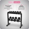 HolaHatha 10, 15, 20, 25, and 35 Pound Rubber Encased Hexagon Non Slip Dumbbell Weight Set with Rack for Various Strength Training Workouts, Black - 4 of 4