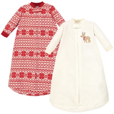 Hudson Baby Infant Long-Sleeve Fleece Sleeping Bag, Reindeer, 0-9M