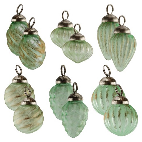 Auldhome Design Small Soda Glass Finial Ornaments, 12pc Set, Green ...