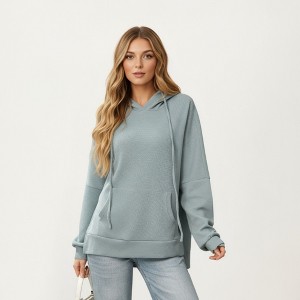 Anna-Kaci Women's Long Sleeve Pullover Hoodie with Kangaroo Pocket and Drawstring Detail - 1 of 4
