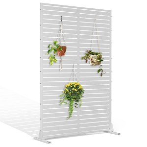 TUYOHW Metal Privacy Screen Outdoor, Decorative Privacy Panels, Freestanding Privacy Screen for Patio, Garden, Pool (White Square) - 1 of 4