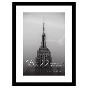 Americanflat 16x22 Picture Frame with Polished Plexiglass, Use as 12x18 Frame with Mat or 16x22 Frame Without Mat, Epic Collection, Black - 1 of 4