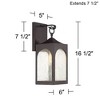 Possini Euro Design Tyne Modern Outdoor Wall Light Fixtures Set of 2 Bronze Metal 16 1/2" Seedy Glass for Post Exterior Barn Deck House - 4 of 4