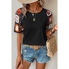 Amaryllis Women's Crochet Sleeve Top Relaxed Fit Boho Chic Short Sleeve Knit Detail Stylish Casual - 2 of 4