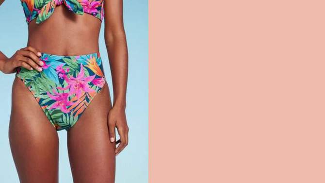 Women's High Waist High Leg Medium Coverage Bikini Bottom - Shade & Shore™ Multi Tropical Floral Print, 2 of 9, play video