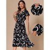 INSPIRE CHIC Women's Summer V Neck Cap Sleeve Smocked Brush Strokes Print Long Dress - 2 of 4