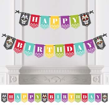 Big Dot of Happiness Day of the Dead - Birthday Party Bunting Banner - Sugar Skull Birthday Party Decorations - Happy Birthday
