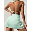 Womens 3 Piece Swimsuits Strappy Bikini Sets for Women Eyelet Textured Bathing Suis with Cover Ups Skirts 3 Piece Bikini Sets - 2 of 4
