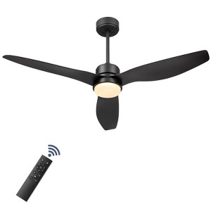 ZACHVO 52inch Outdoor Ceiling Fan with Dimmable LED Light and Remote, Matte Black, 3-Blade - 1 of 4