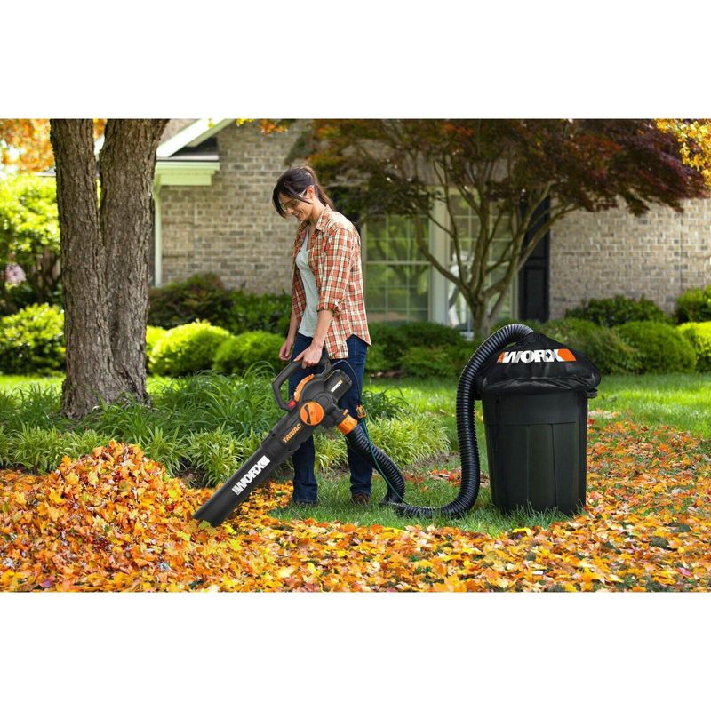 Worx WG524 12 Amp TRIVAC 3-in-1 Electric Leaf Blower/Mulcher/Vac with Leaf Collection System, 3 of 9