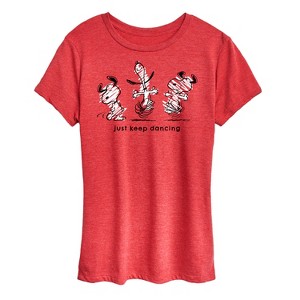 Women's - Peanuts - Snoopy Just Keep Dancing Short Sleeve Graphic T-Shirt - 1 of 4