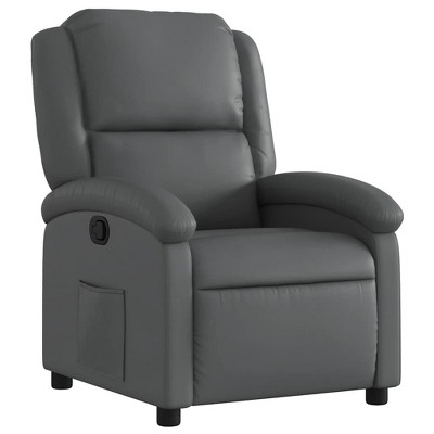 VidaXL Manual Recliner Chair with Adjustable Back/Footrest, Gray Faux Leather Reclining Sofa for Ultimate Comfort