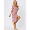 cheibear Women's Nightgown Button Down Short Sleeve Soft Modal Loose Pajama Sleepshirt - 2 of 4