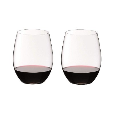 Riedel O Wine Tumbler Stemless Cabernet or Merlot Dishwasher Safe Wine Glassware, Set of 2, Clear