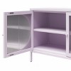 INFURNIC Decorative Storage Cabinets Wide 2-Door Accent Cabinet with Fluted Glass Oval Doors Stylish Versatile Storage, Purple, 39.37"*15.75"*25.2" - 3 of 4