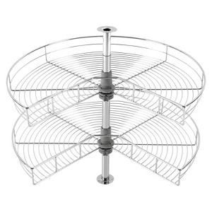 YIYIBYUS 2 Tier Lazy Kitchen Base Cabinet Corner Organizer, 270° Rotating Blind Corner Wire Kidney Shaped Cabinet Mounted - 1 of 4