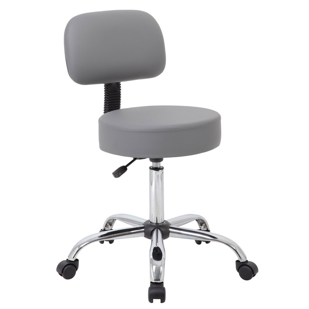 Photos - Chair Medical Stool with Back Cushion Gray - Boss Office Products