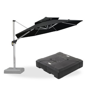 PURPLE LEAF 10/11/12/13ft Outdoor Patio Cantilever Umbrella with Base Offset Umbrella 360 Degree Rotation Round Umbrella for Deck Pool Garden - 1 of 4