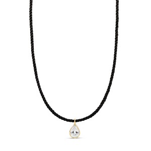 SHYMI Cord Necklace with Pear Shape Pendant — .925 Sterling Silver, 14k Gold-Plated, Cubic Zirconia. Adjustable Chain - 1 of 2