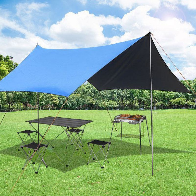 SKONYON Family Beach Tent Canopy with 6 Poles Sandbag Anchors 10x10 Portable Sun Shelter for Stability UPF50+ Blue, 5 of 9