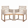 CAVINAS Patio Seating Sets of 2, Acacia Wood Patio Armchair with Rope Design Back and Arms and Washable Cushion, for Poolside, Garden, Black - 3 of 4