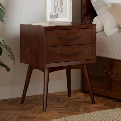 AFI Furnishings Pasadena Solid Wood 2 Drawer Nightstand in Walnut
