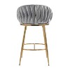 Sapphtopaz 26" Set of 2 Bar Stools Velvet Counter Height Bar Stools with Hand-Wave Back Chromed Base Barstools for Kitchen Island, Dining Room - 4 of 4