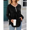 Women's V Neck Blouse Half Zip up Casual Tunic Shirts Babydoll Chest Tie Knot Shirts Ruched Flowy Hem Tunic Tops - 4 of 4
