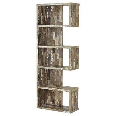 Rustic Salvaged Cabin Brown Wooden 5-Tier Bookcase